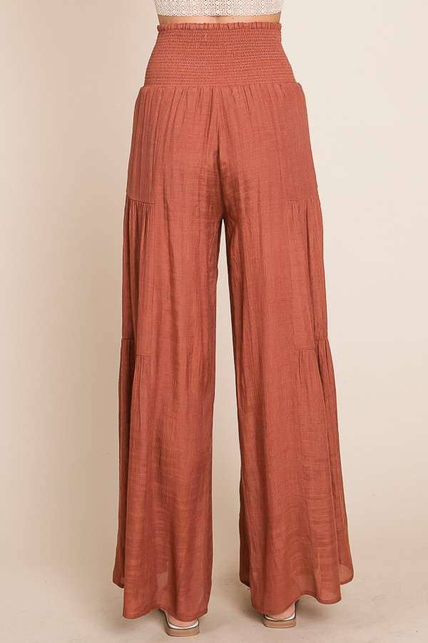 Tie front ruched waist back pants JBJ1033: Charcoal / L