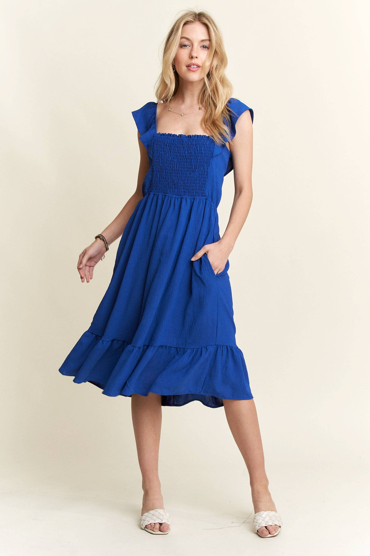 AD17040 - RUFFLE SLEEVE BABYDOLL DRESS: HOT PINK / S