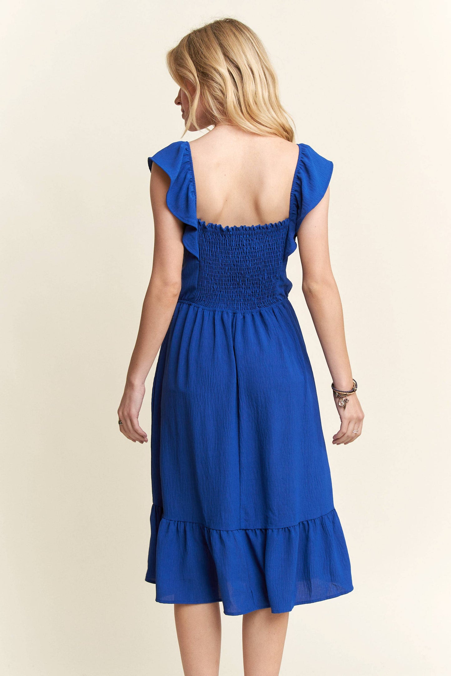AD17040 - RUFFLE SLEEVE BABYDOLL DRESS: BLACK / M