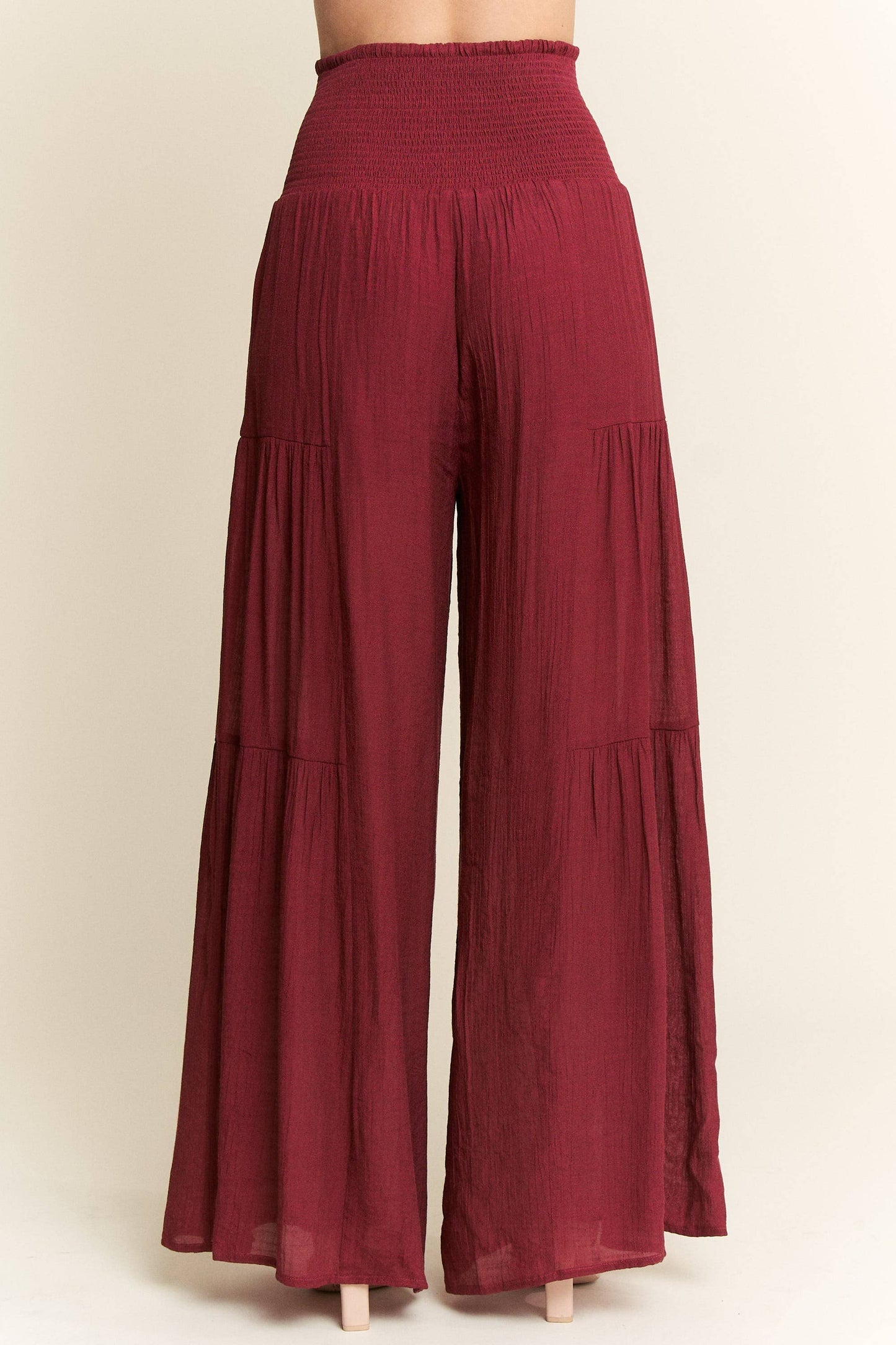 Tie front ruched waist back pants JBJ1033: Charcoal / L