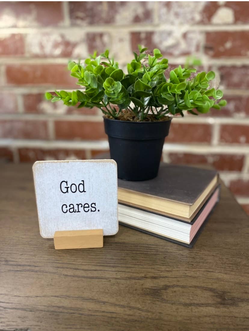 God Can Small Farmhouse Sign with Stand