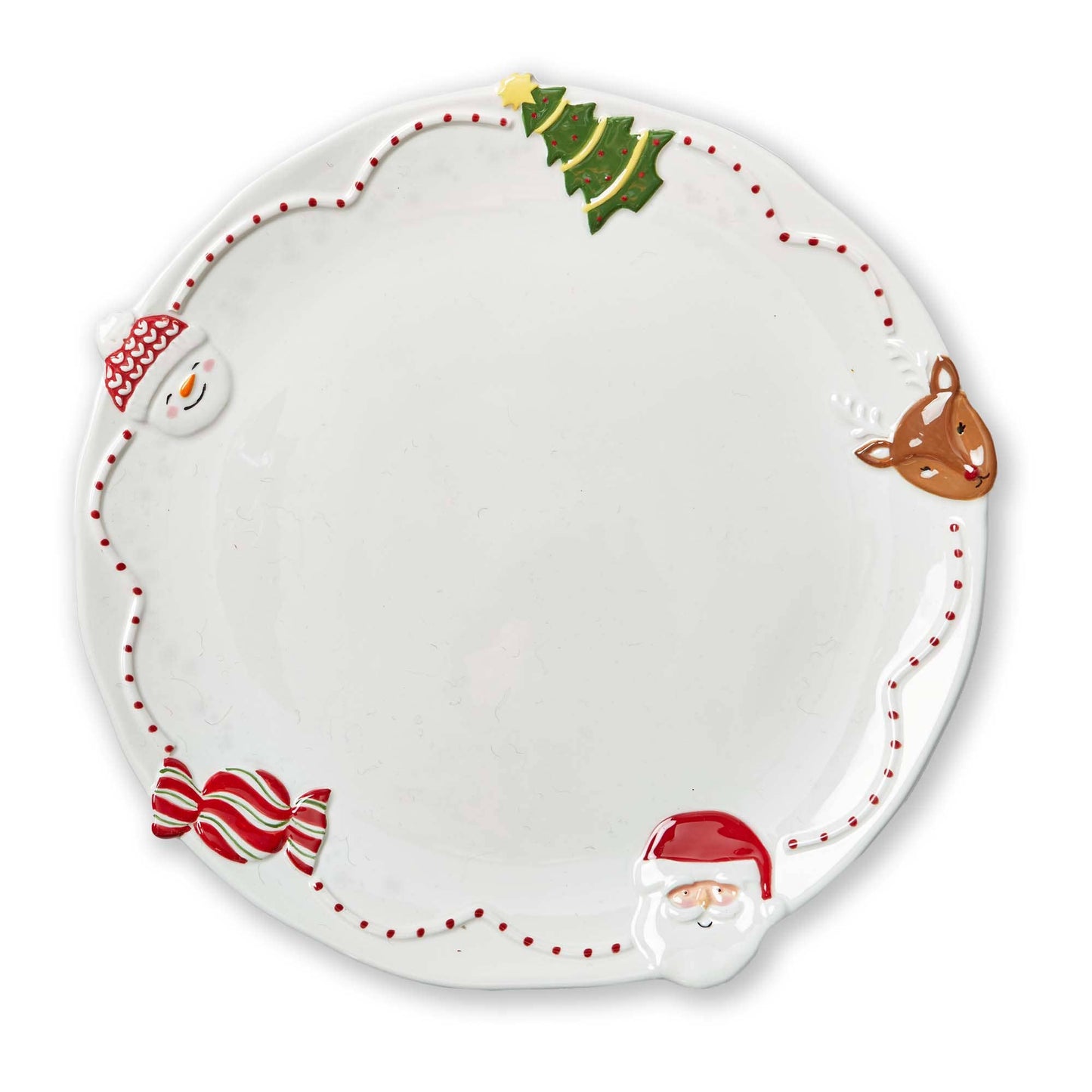 Christmas Holiday Cheer Round Platter: Multi / Earthenware / Hand wash