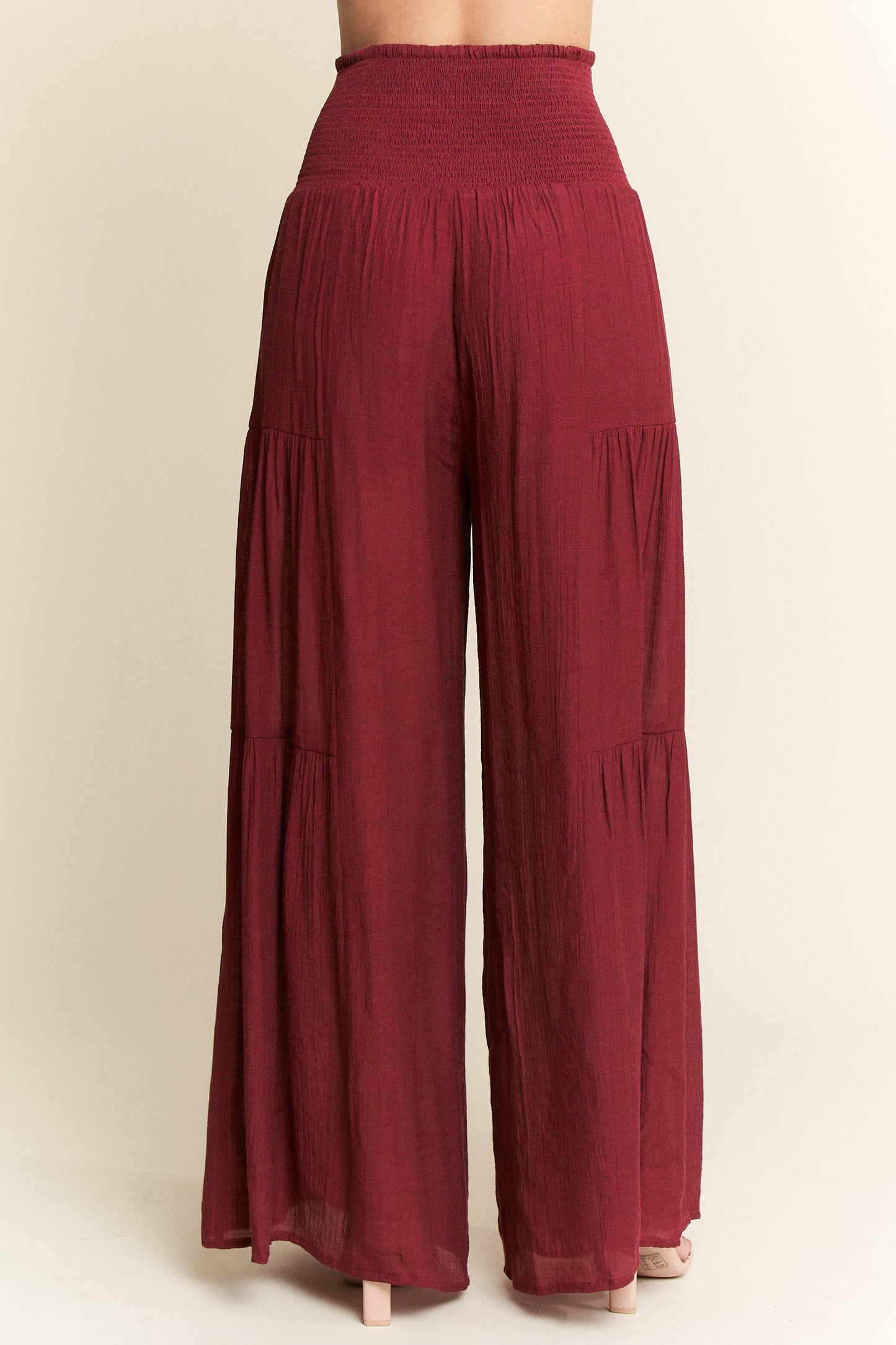 Tie front ruched waist back pants JBJ1033: Charcoal / L
