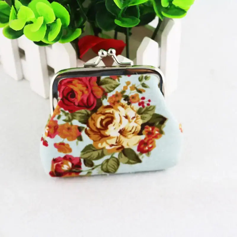 Floral Coin Purse, Cute Small Storage Purse Coins trinkets: Black