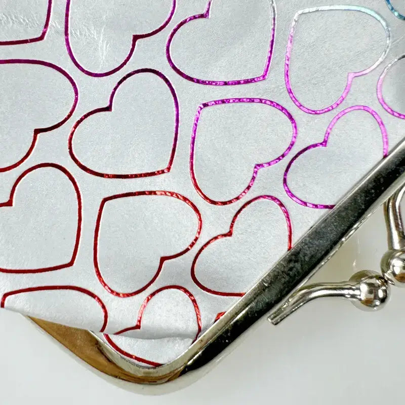 Chic Heart-Pattern Faux Leather Coin Purse, Kiss lock Wallet