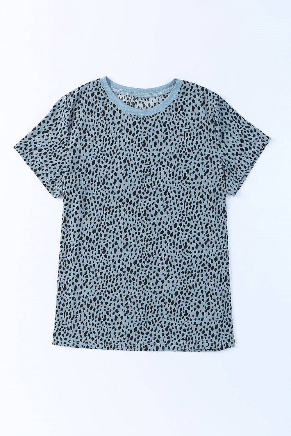 Leopard Print Short Sleeve Spotted Tee T Shirt Top: L / Apricot