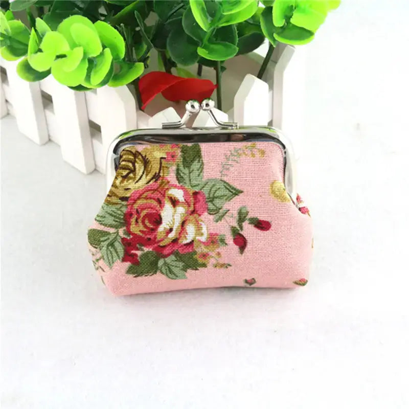 Floral Coin Purse, Cute Small Storage Purse Coins trinkets: Black