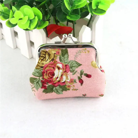 Floral Coin Purse, Cute Small Storage Purse Coins trinkets: Pink