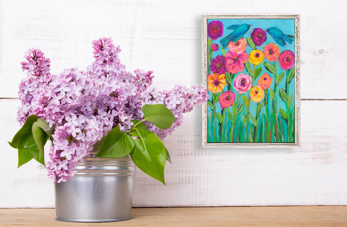 Blooms & Petals - Wildflowers & Birds Mini Framed Canvas