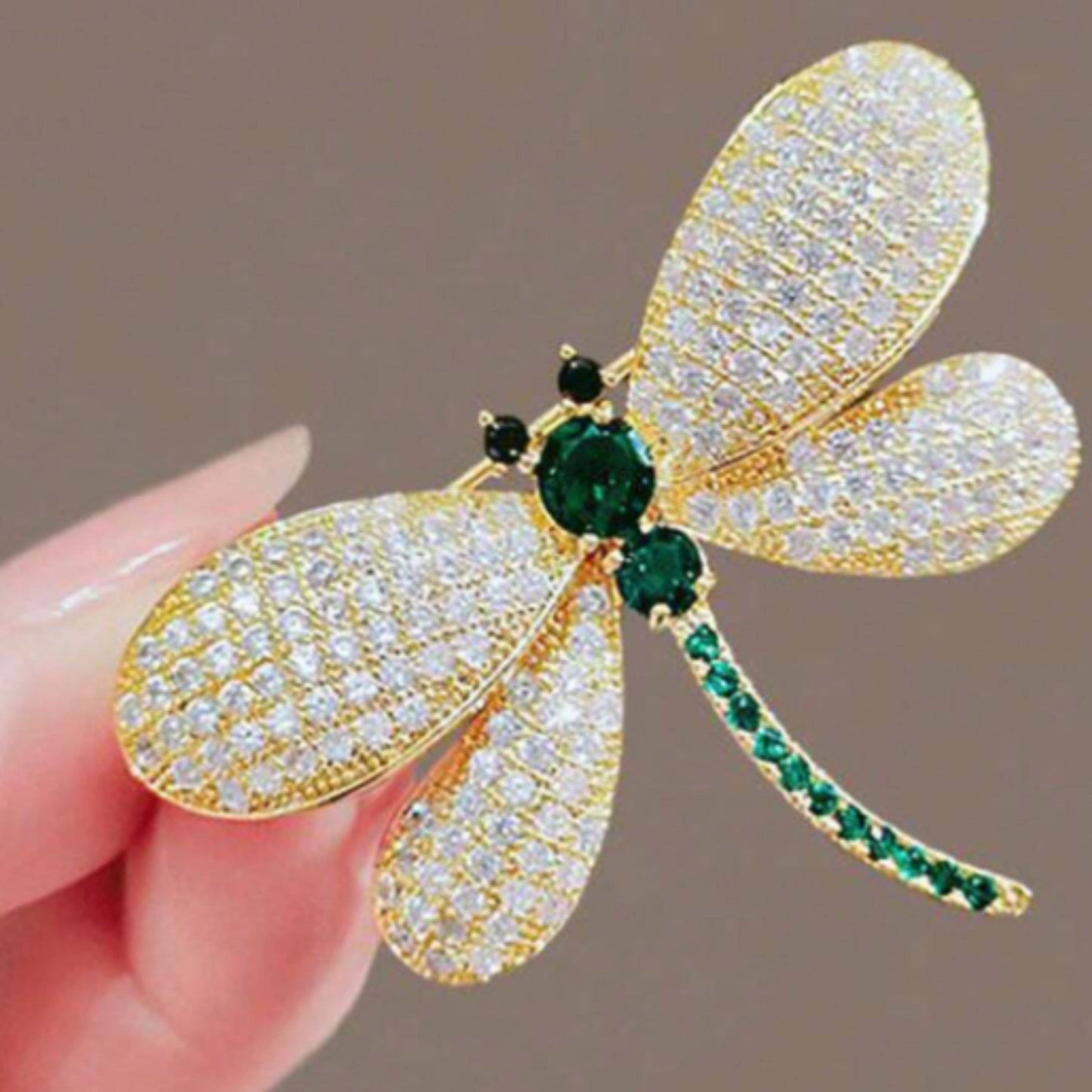 Green Enchanted Dragonfly Brooch, Classic Art Deco Era