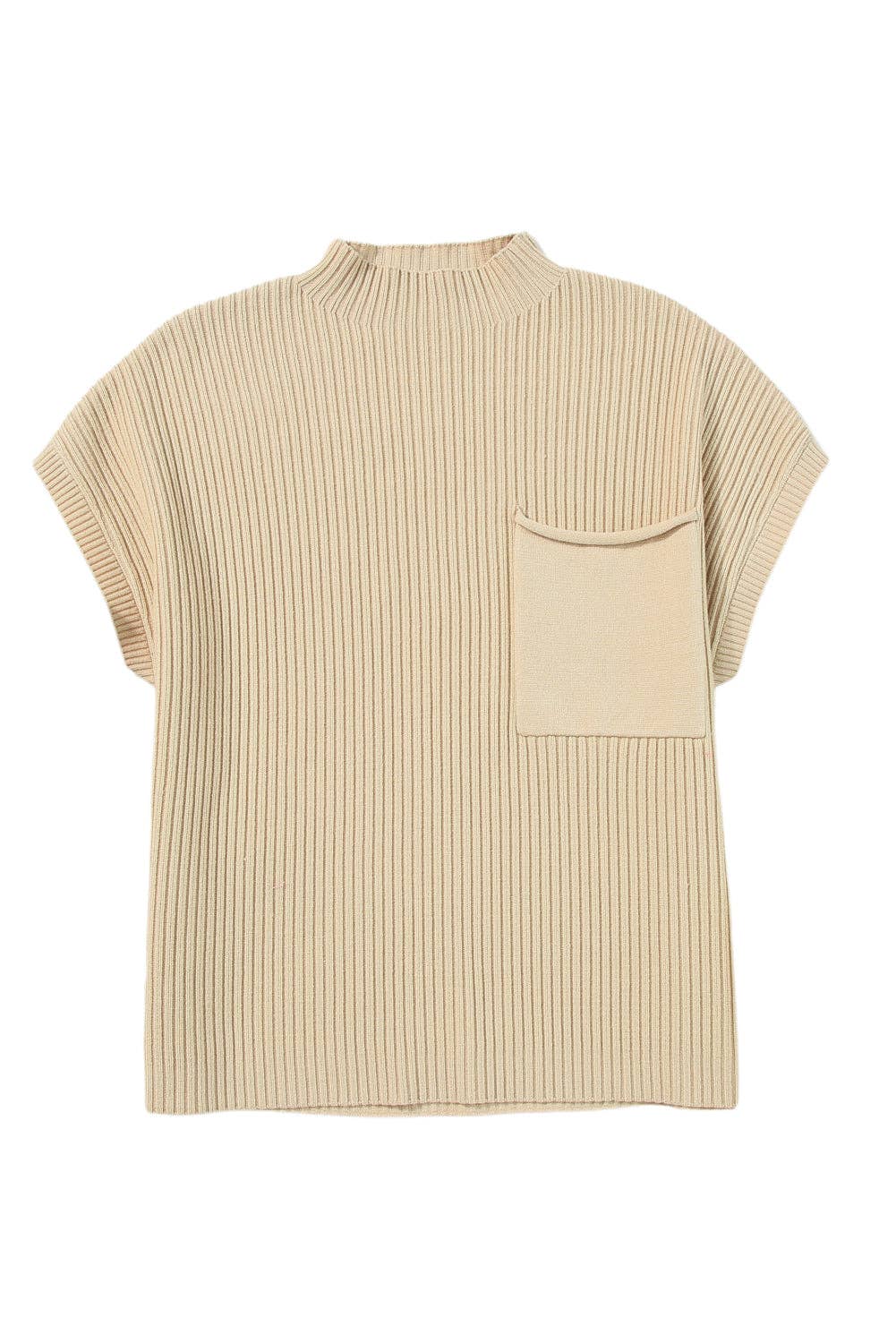 Ribbed Short Sleeve Pocketed Sweater: Mineral Red / 50%Viscose+28%Polyester+22%Polyamide / S