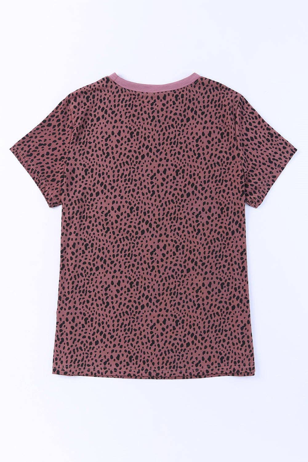 Leopard Print Short Sleeve Spotted Tee T Shirt Top: L / Apricot