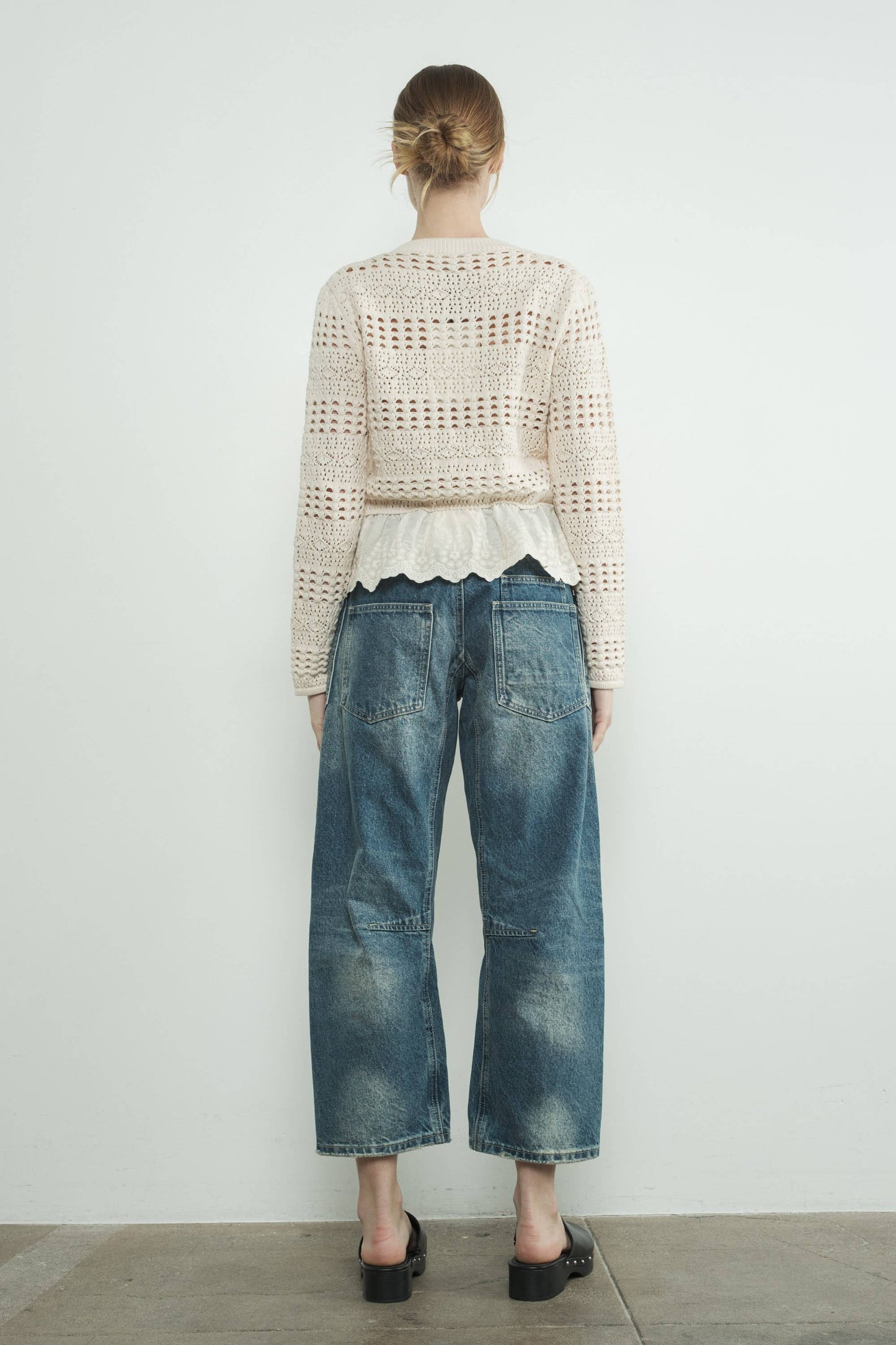 MAP3083 BARREL DENIM PANTS WITH EYELET WAIST: STRIPE DENIM / L