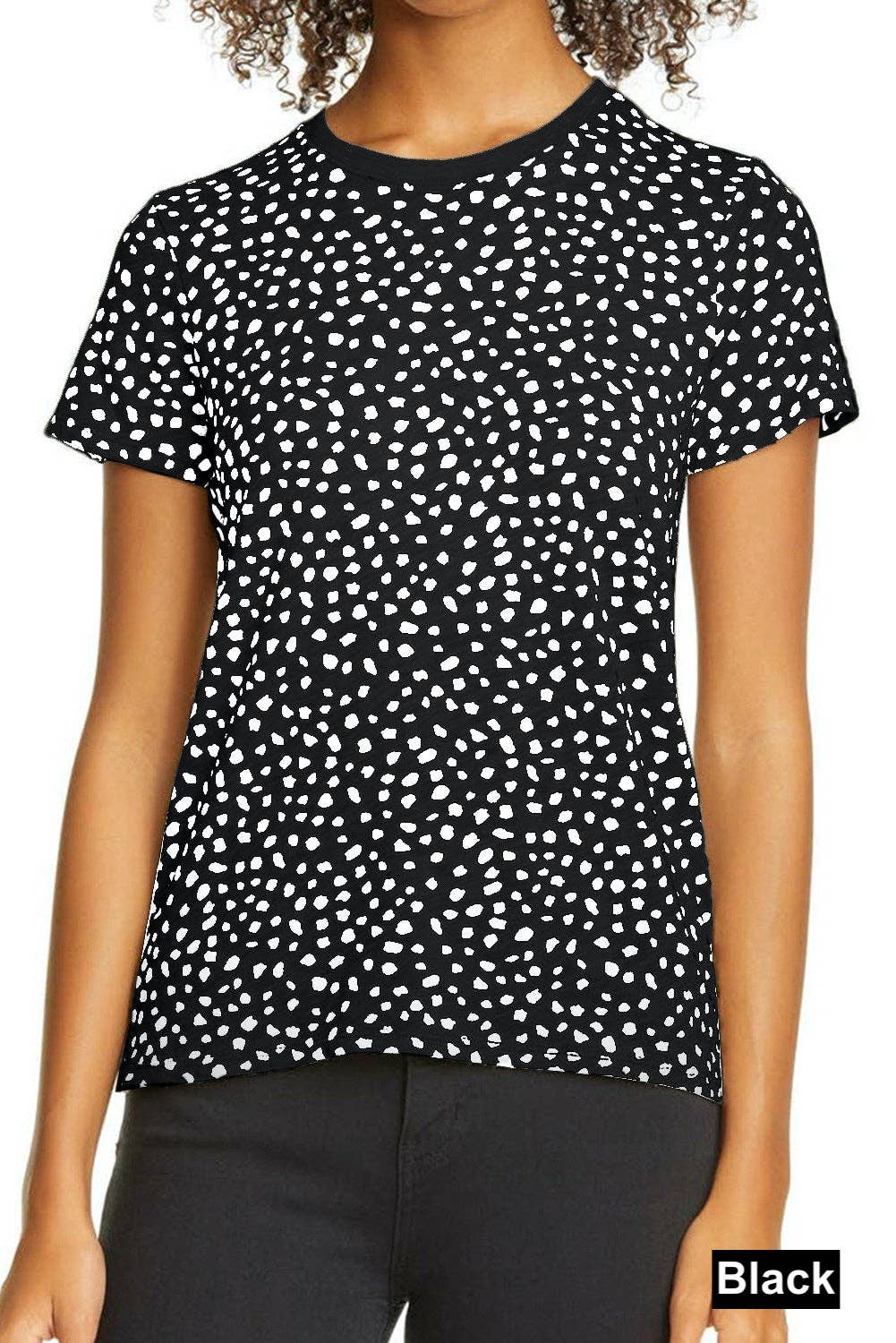 Leopard Print Short Sleeve Spotted Tee T Shirt Top: L / Apricot