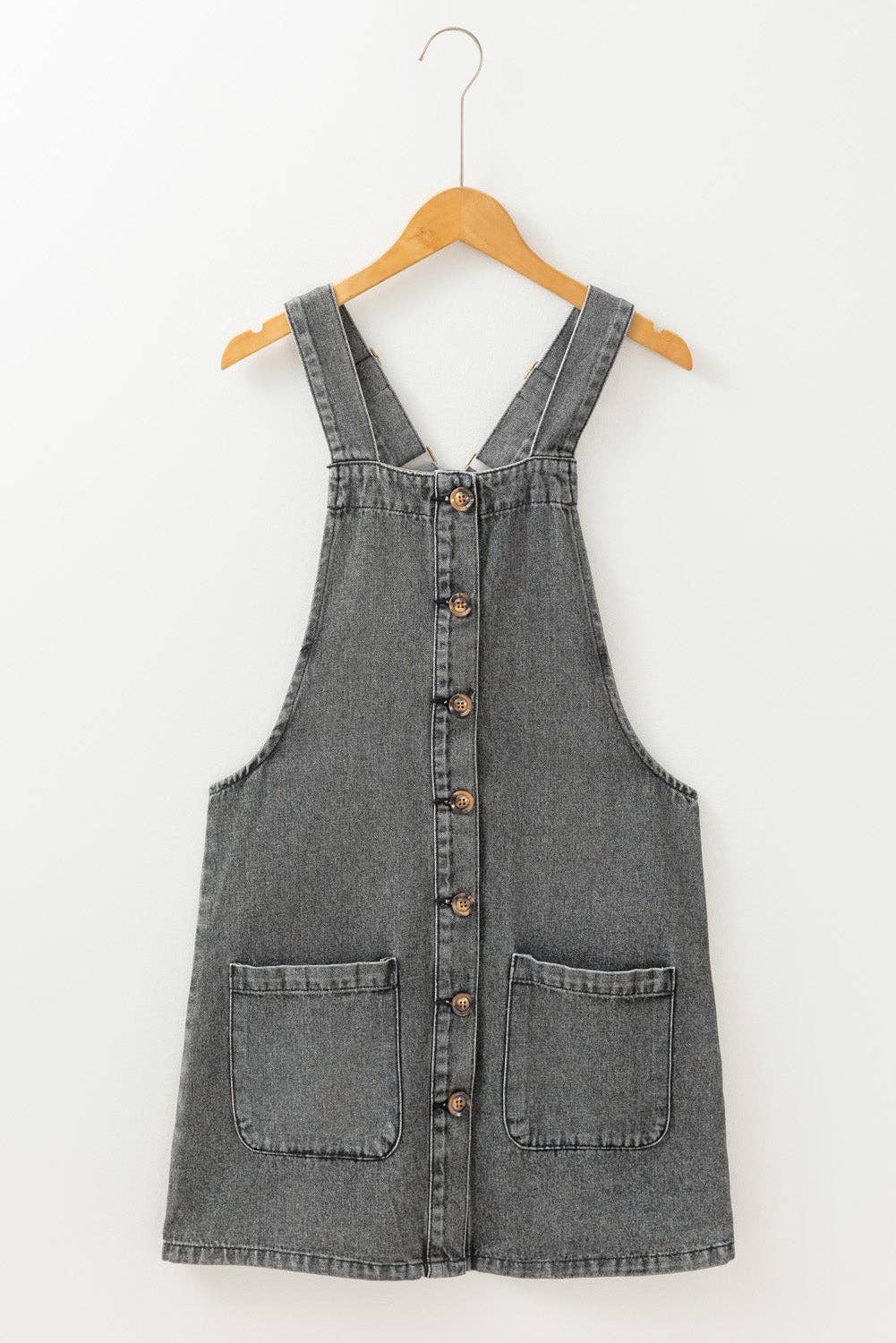 Denim Button Front Mini Dress: Medium Grey / XL