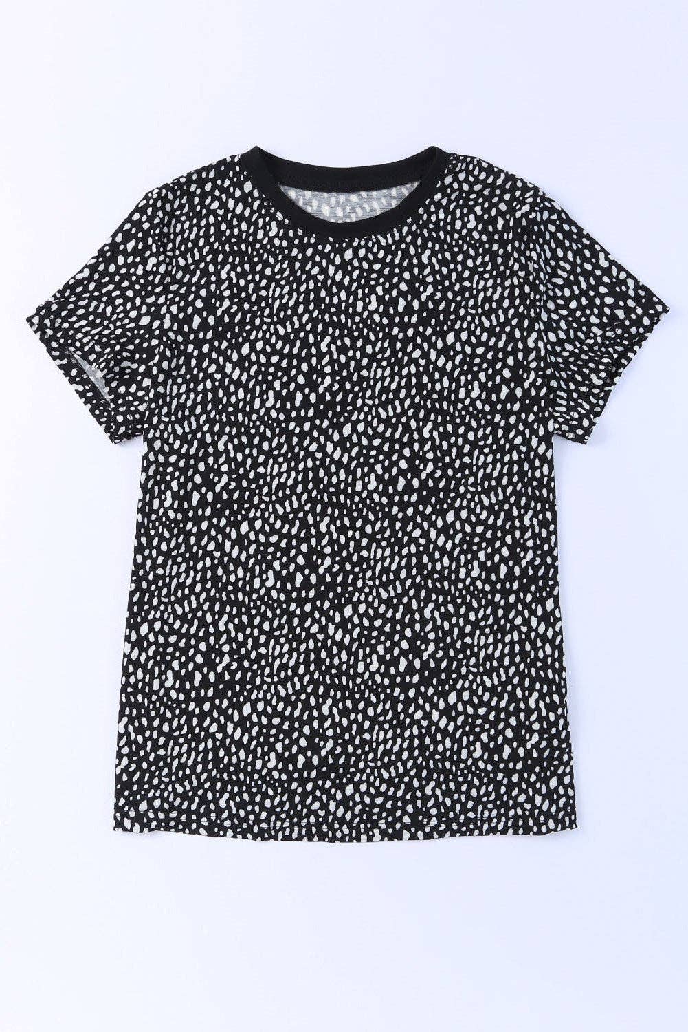 Leopard Print Short Sleeve Spotted Tee T Shirt Top: L / Apricot