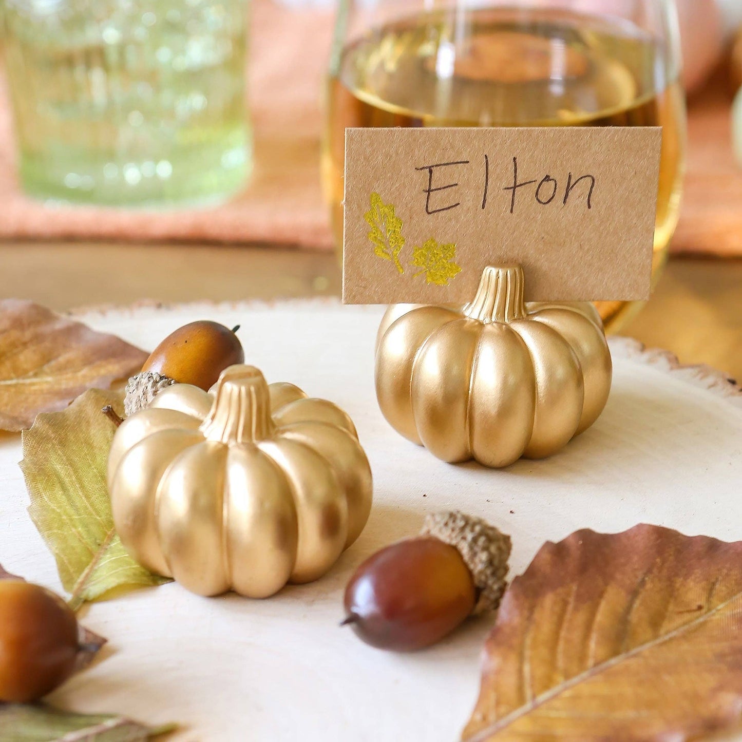 Harvest Gold Pumpkin Place Card Holder (Set of 6)