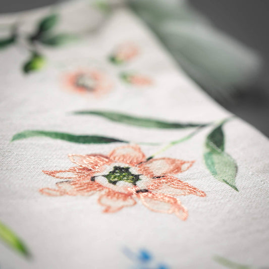 PEACOCK & FLORAL TABLE RUNNER