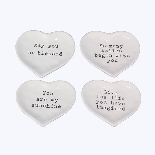 Ceramic Heart Shaped Trinket Dish, 4 Assorted  (SKU#: 19357)