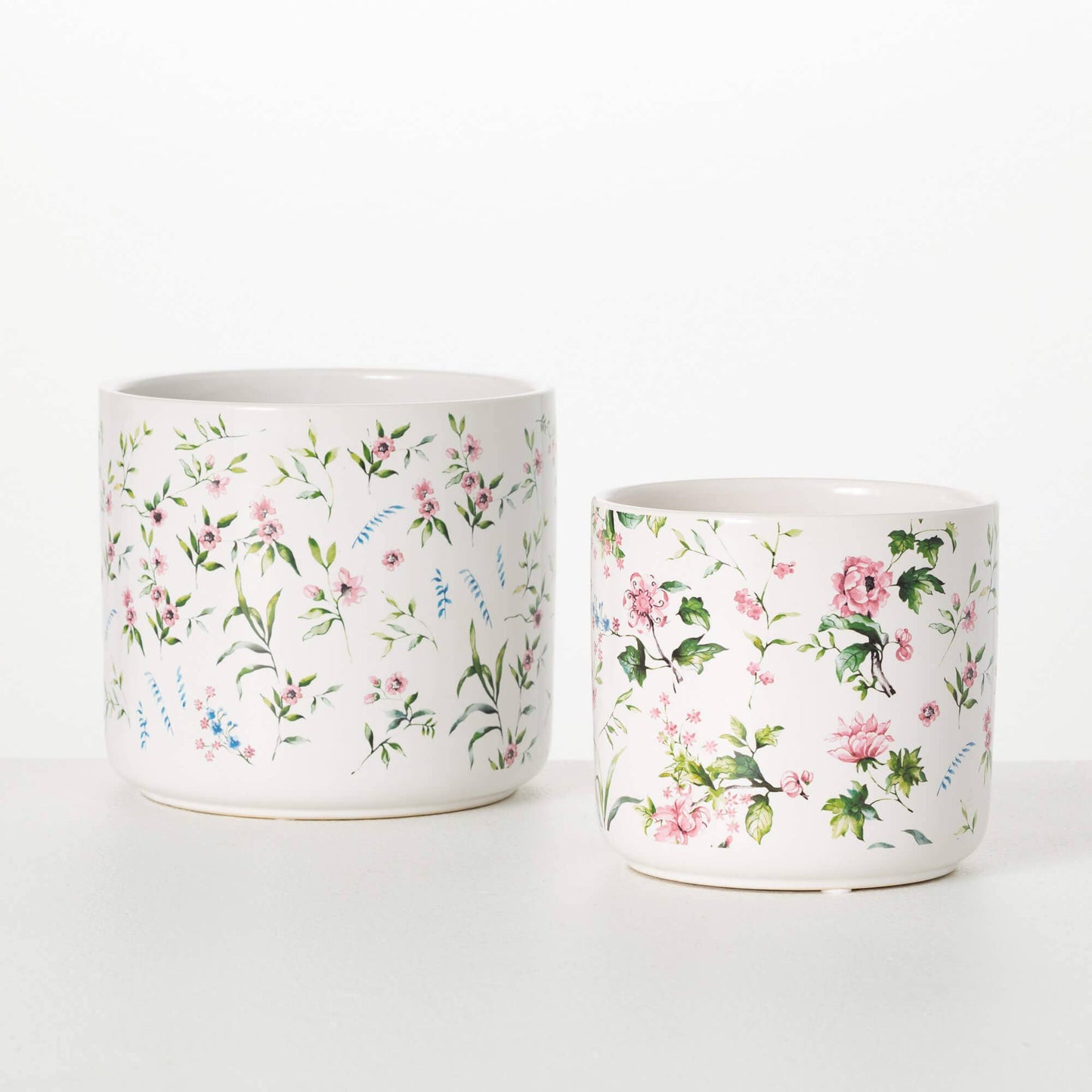 FLORAL CERAMIC PLANTER SET 2