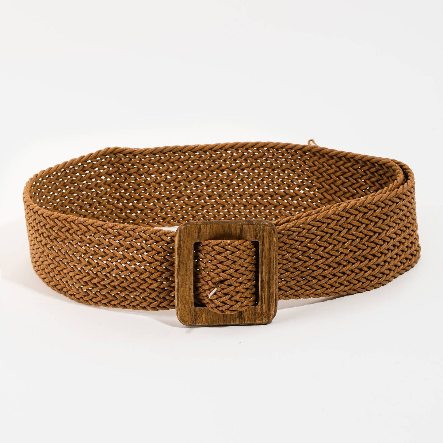 Wooden Square Buckle Braided Belt: IV