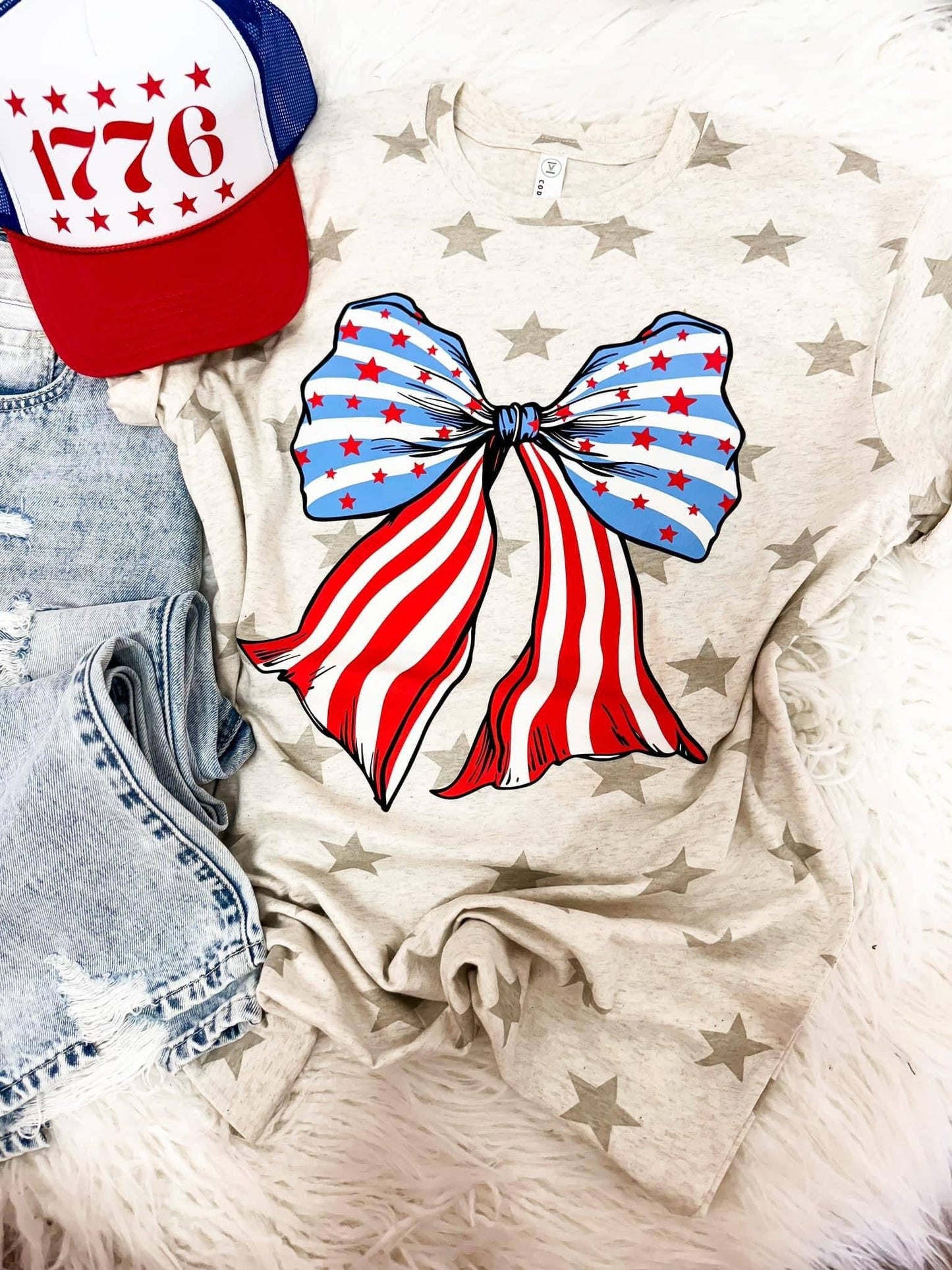 4th Of July Bow Tee: 3X