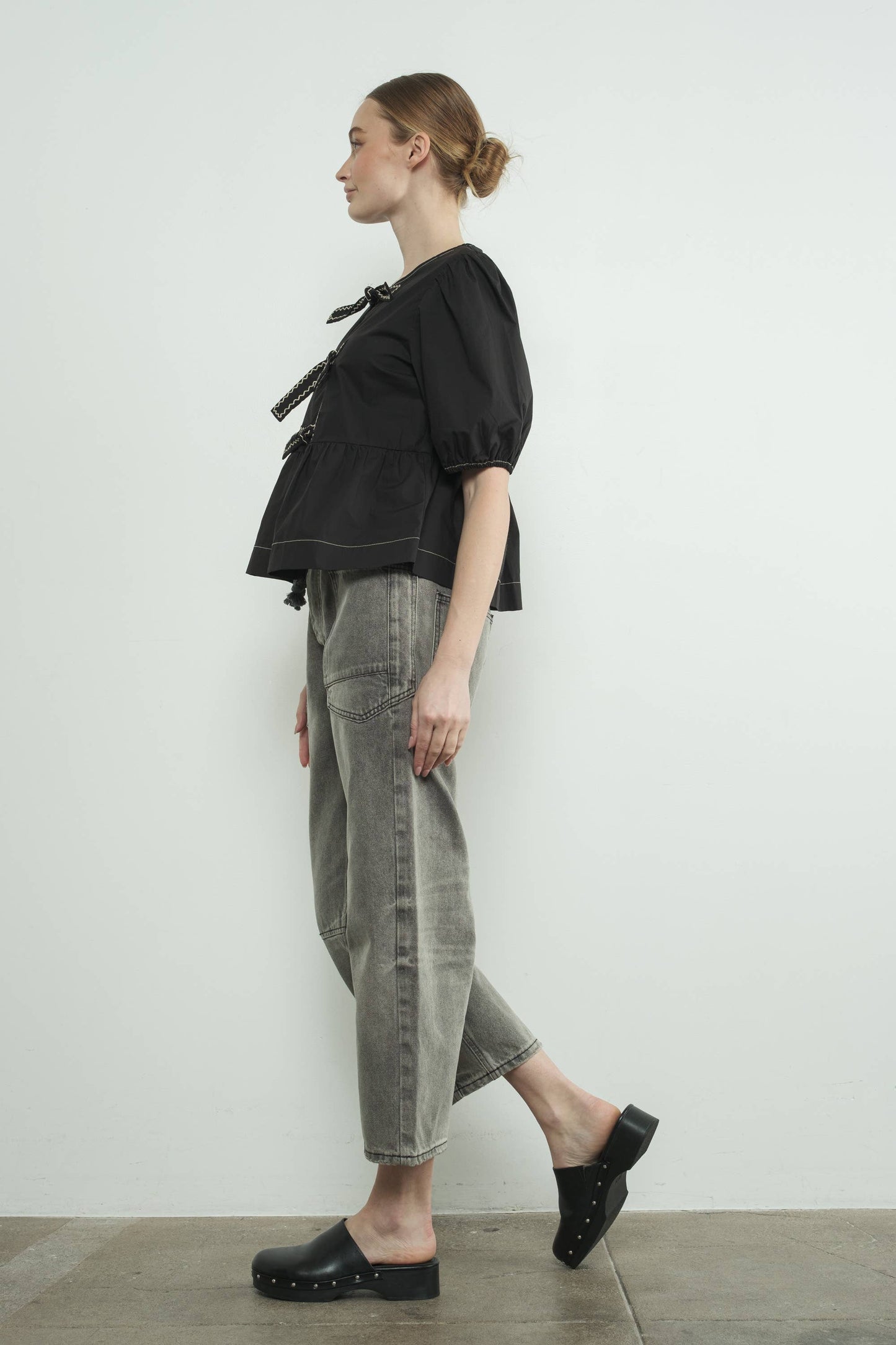 MAP3083 BARREL DENIM PANTS WITH EYELET WAIST: STRIPE DENIM / L