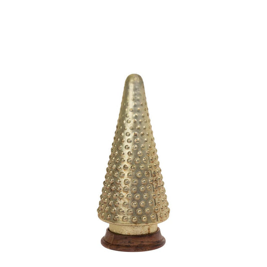 12.25" Tall Nobby Burnished Gold Glass Tree Christmas Décor