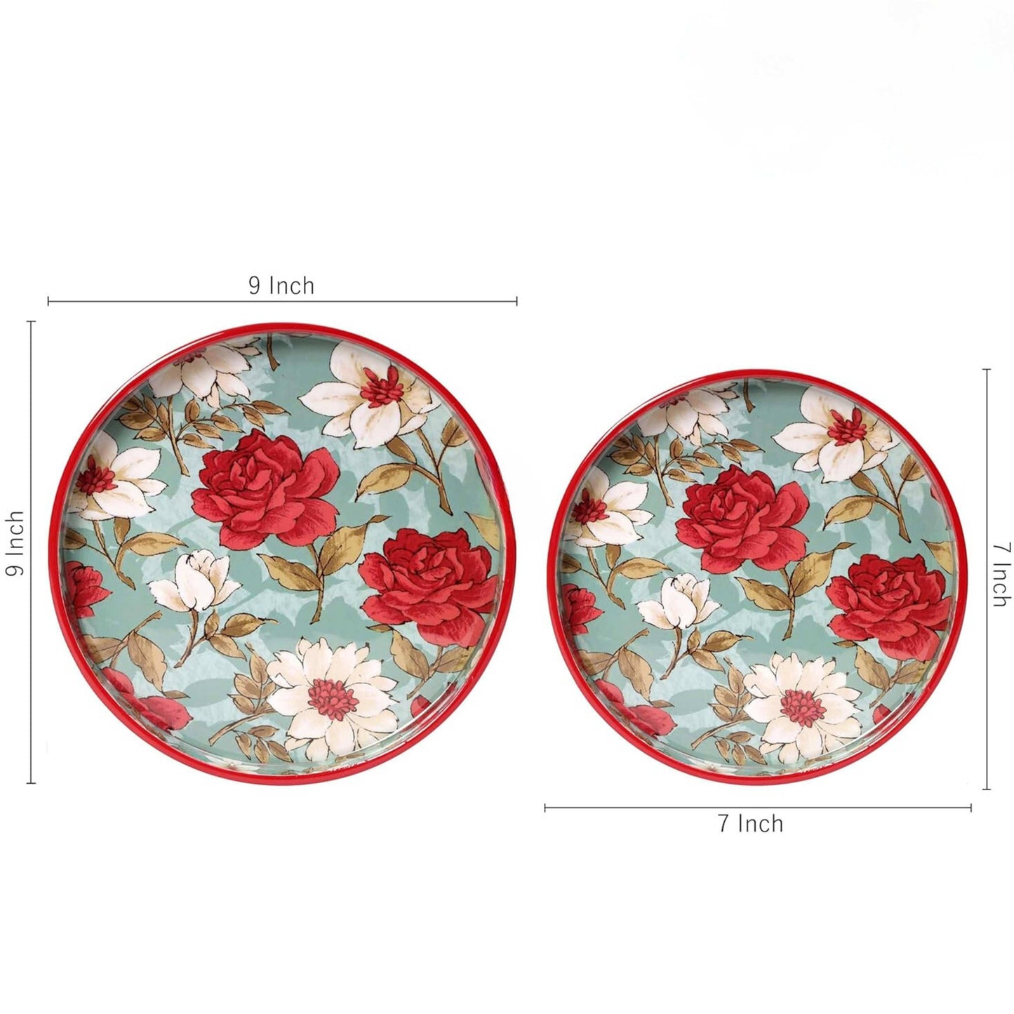 Exquisite Floral Handcrafted Round Decorative Trays Set