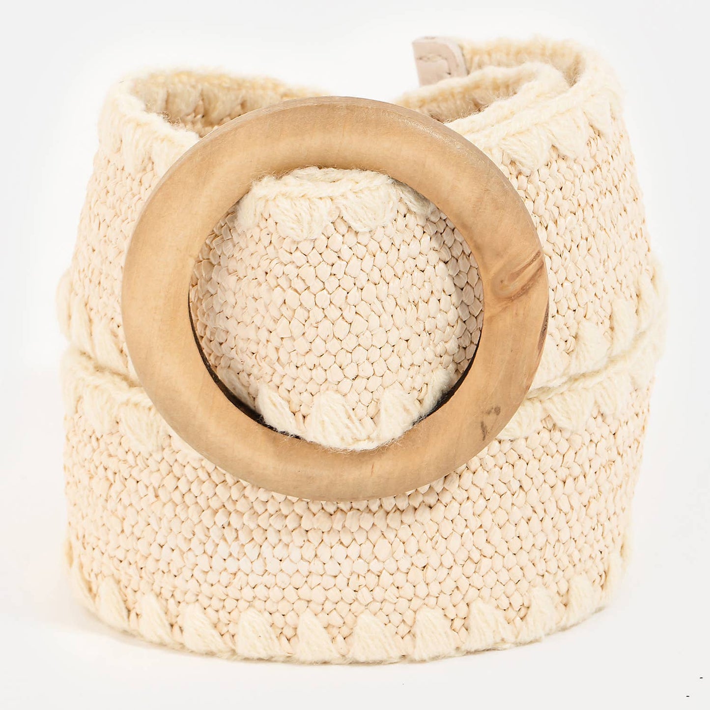 Wooden Round Buckle Braided Fashion Belt: BW