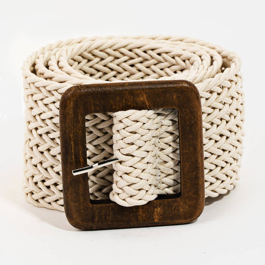 Wooden Square Buckle Braided Belt: IV