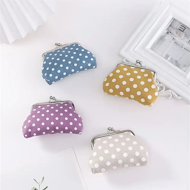 Polka Dot Kiss Lock Coin Purses, Convenient Multipurpose: Red