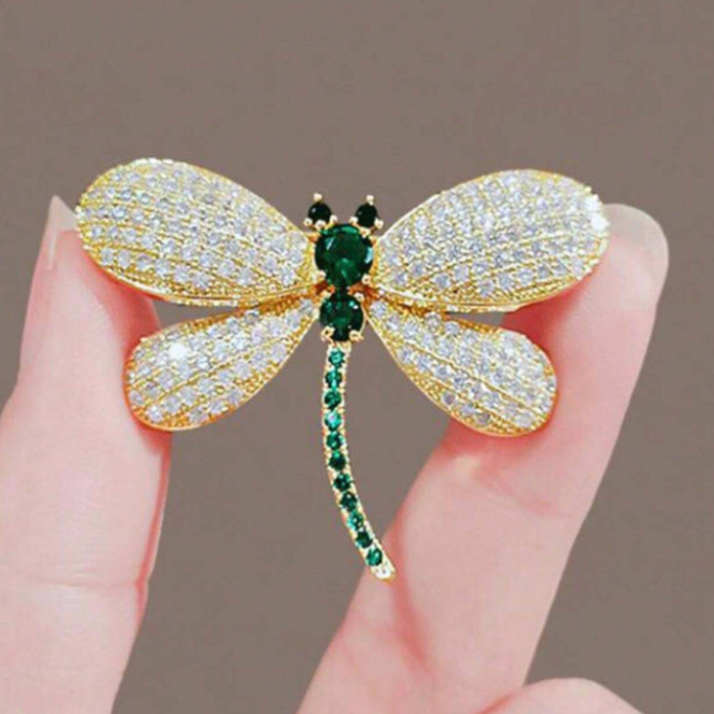 Green Enchanted Dragonfly Brooch, Classic Art Deco Era