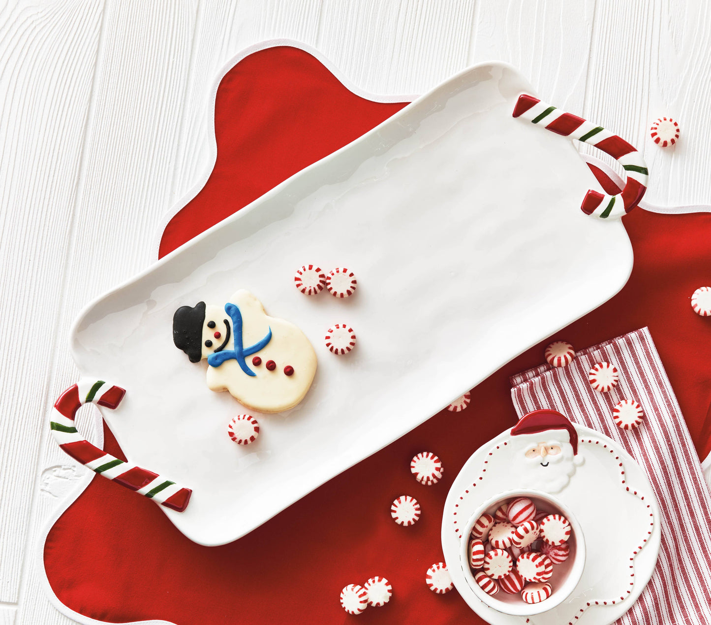 Christmas Candy Cane Rectangular Platter: Multi / Earthenware / Hand wash