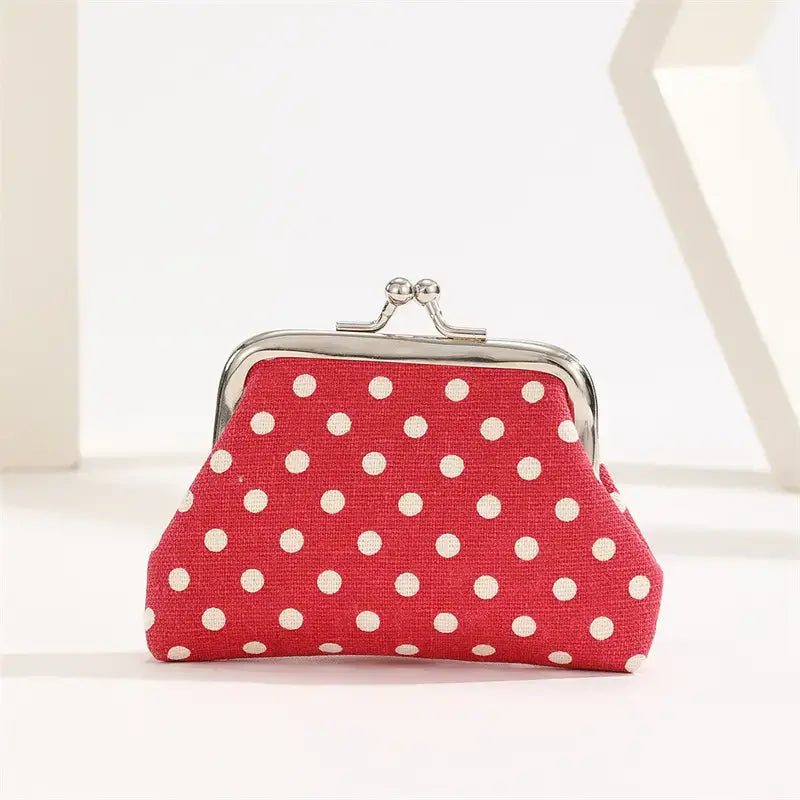 Polka Dot Kiss Lock Coin Purses, Convenient Multipurpose: Red