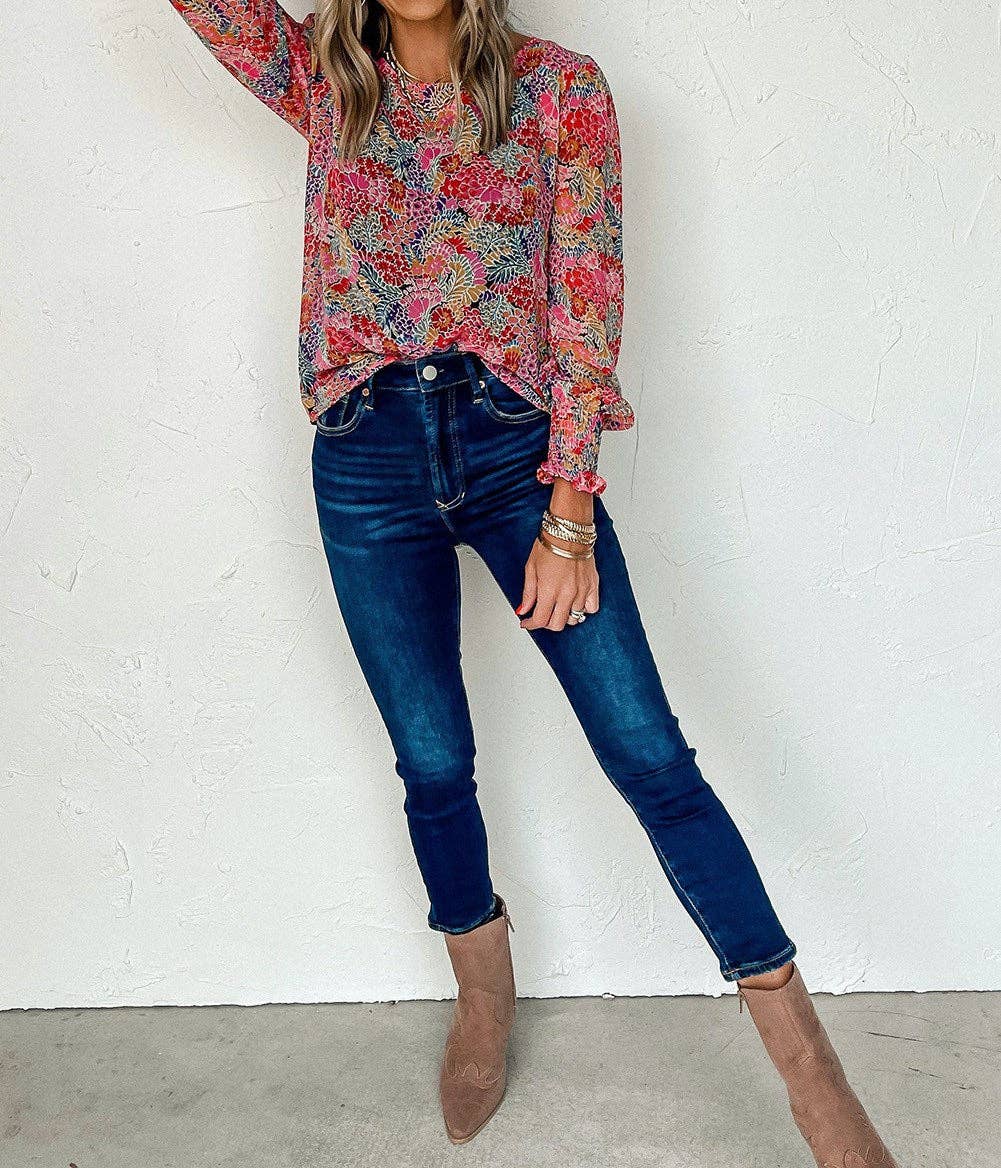 All Over Floral Print Top: XL