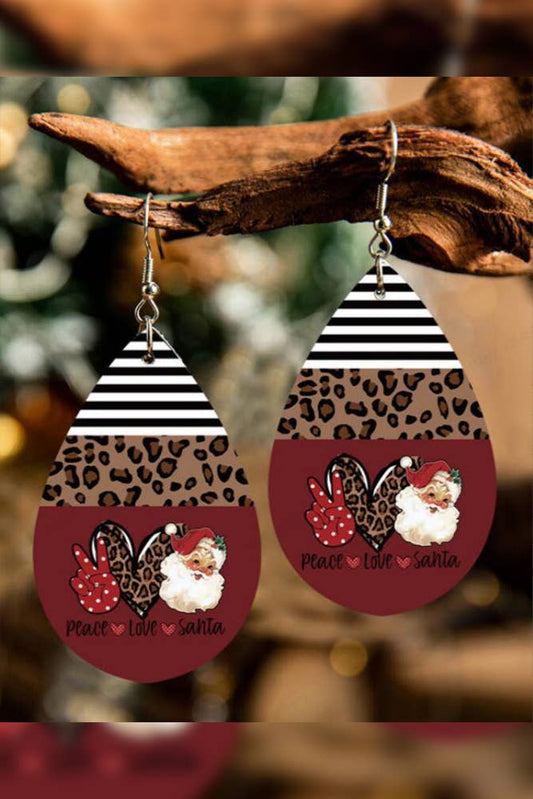 Xmas Print PU Earrings MOQ 5pcs SP117: 03 / One Size