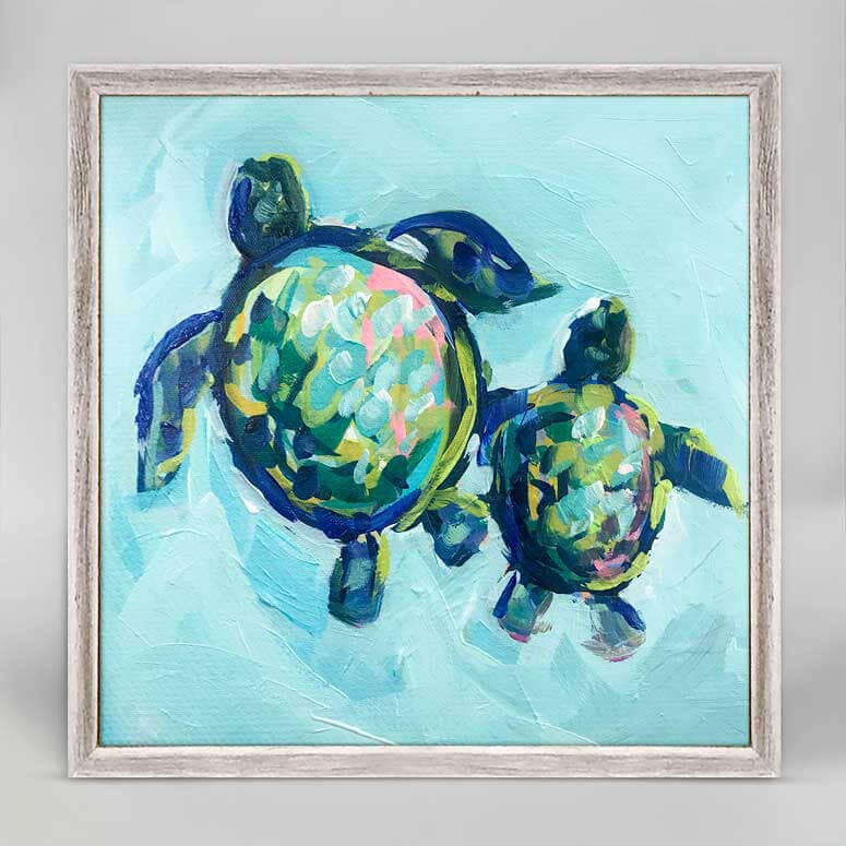 Two Turtles Swimming by Maren Devine Mini Framed Canvas