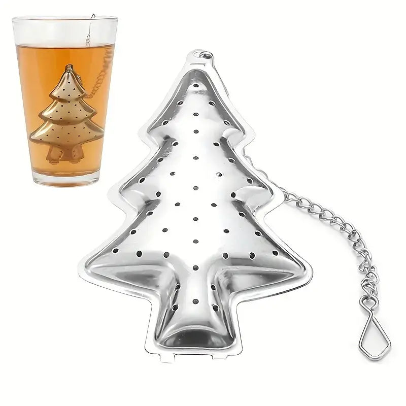 Christmas Tree Stainless Steel Tea Infuser, Silver, Holidays