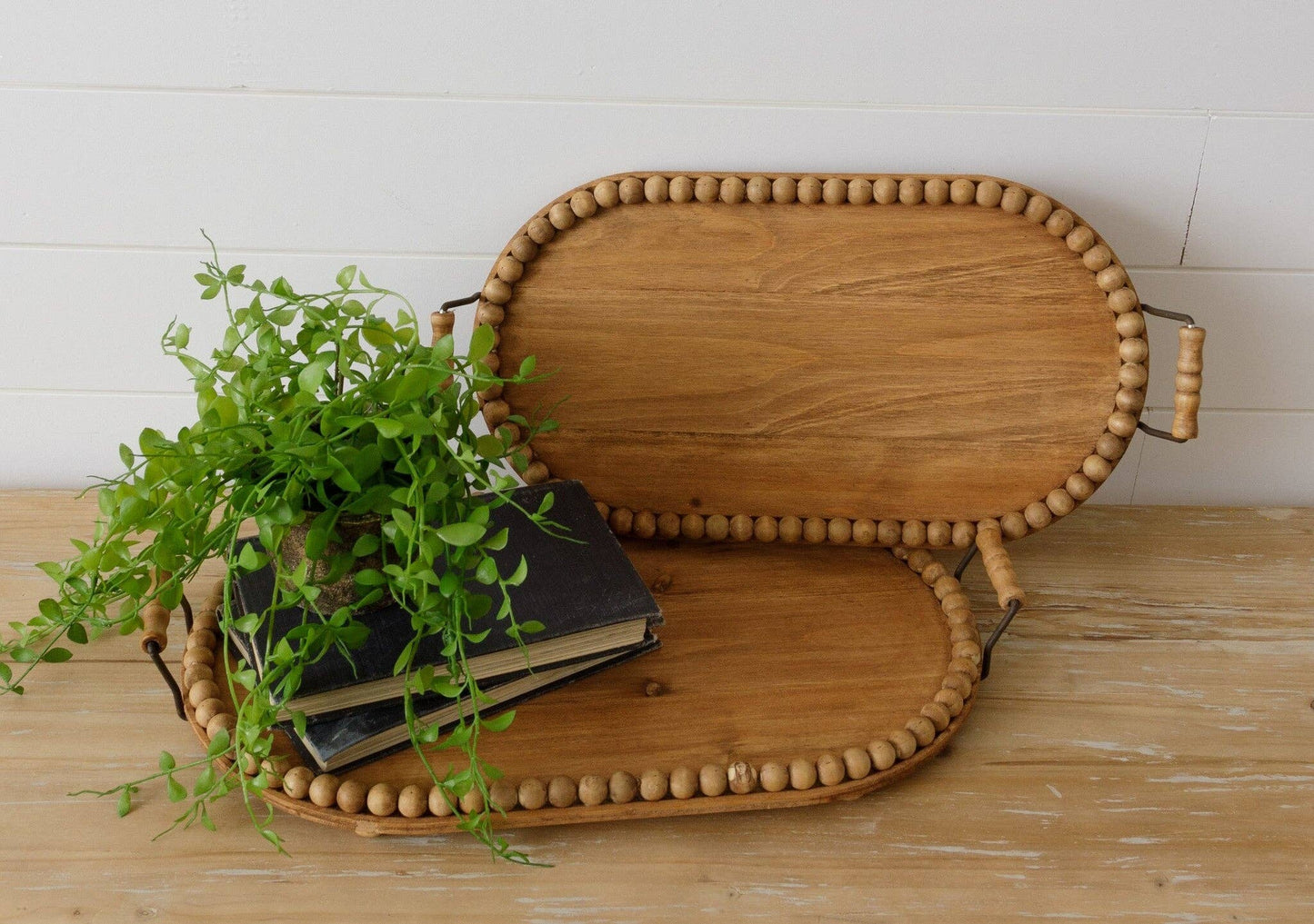 Wood Trays - Oval With Beaded Edge (SET OF 2)