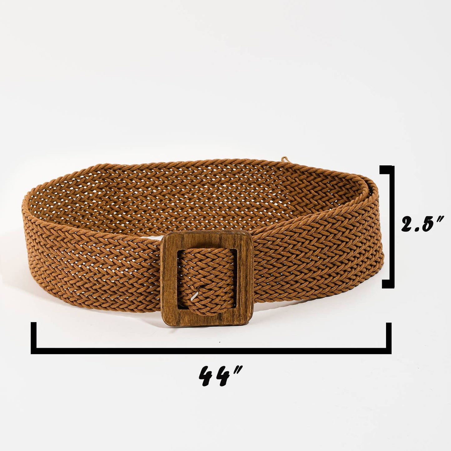 Wooden Square Buckle Braided Belt: IV