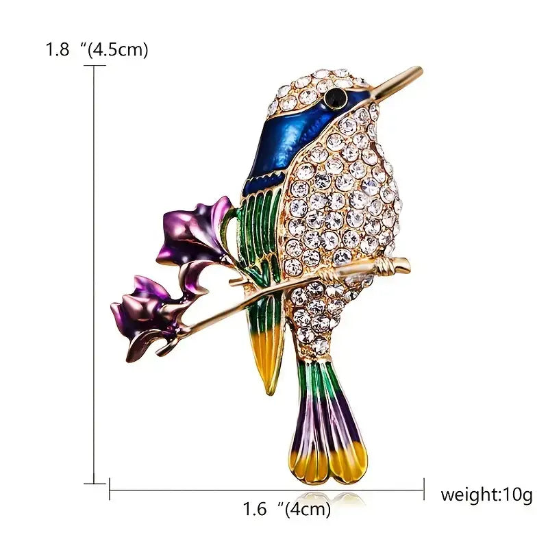 Elegant Brooch Pins Collection - Hummingbirds, Owls, Bugs: Hummingbird