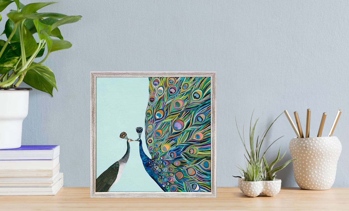 I Like Your Crown - Soft Blue by Eli Halpin Framed Canvas