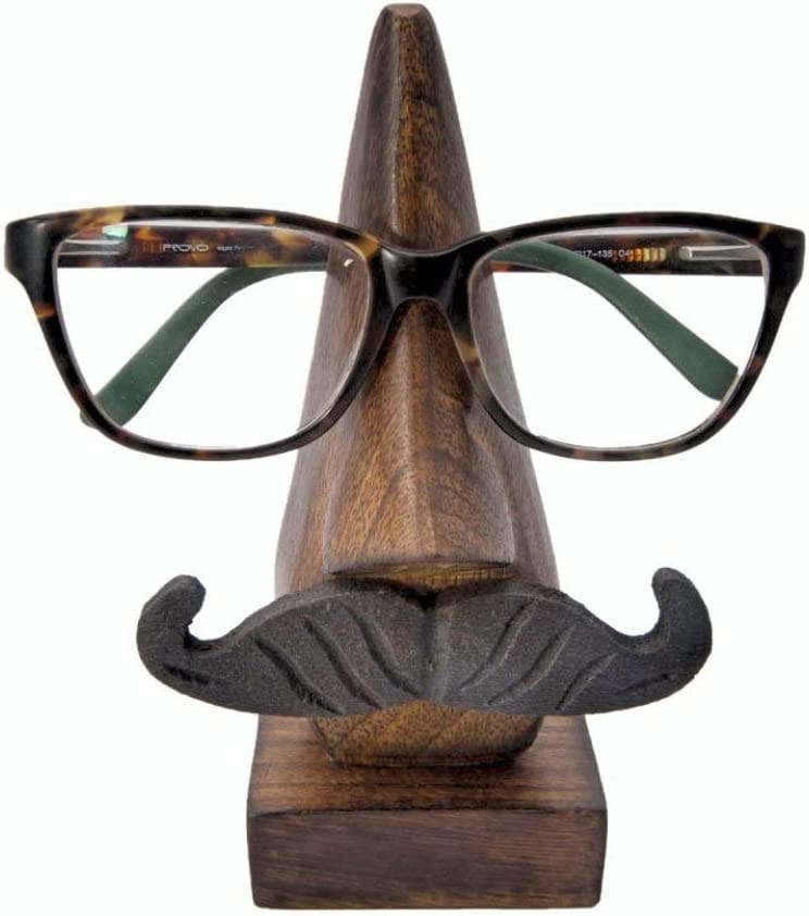 Wooden Eyeglass Holder, Handmade, Nose Shaped Mustaches Gift