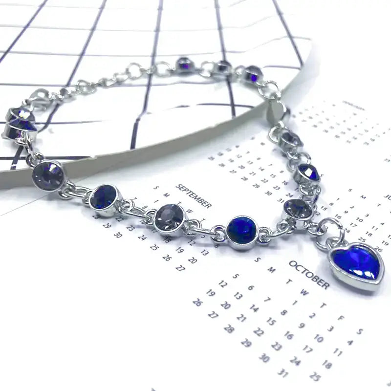 Ocean Blue Crystal Heart - Trendy Fashion Ladies Bracelet