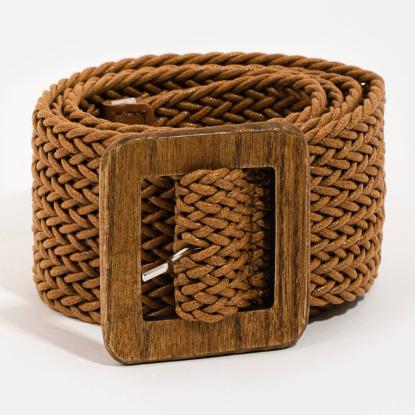 Wooden Square Buckle Braided Belt: IV