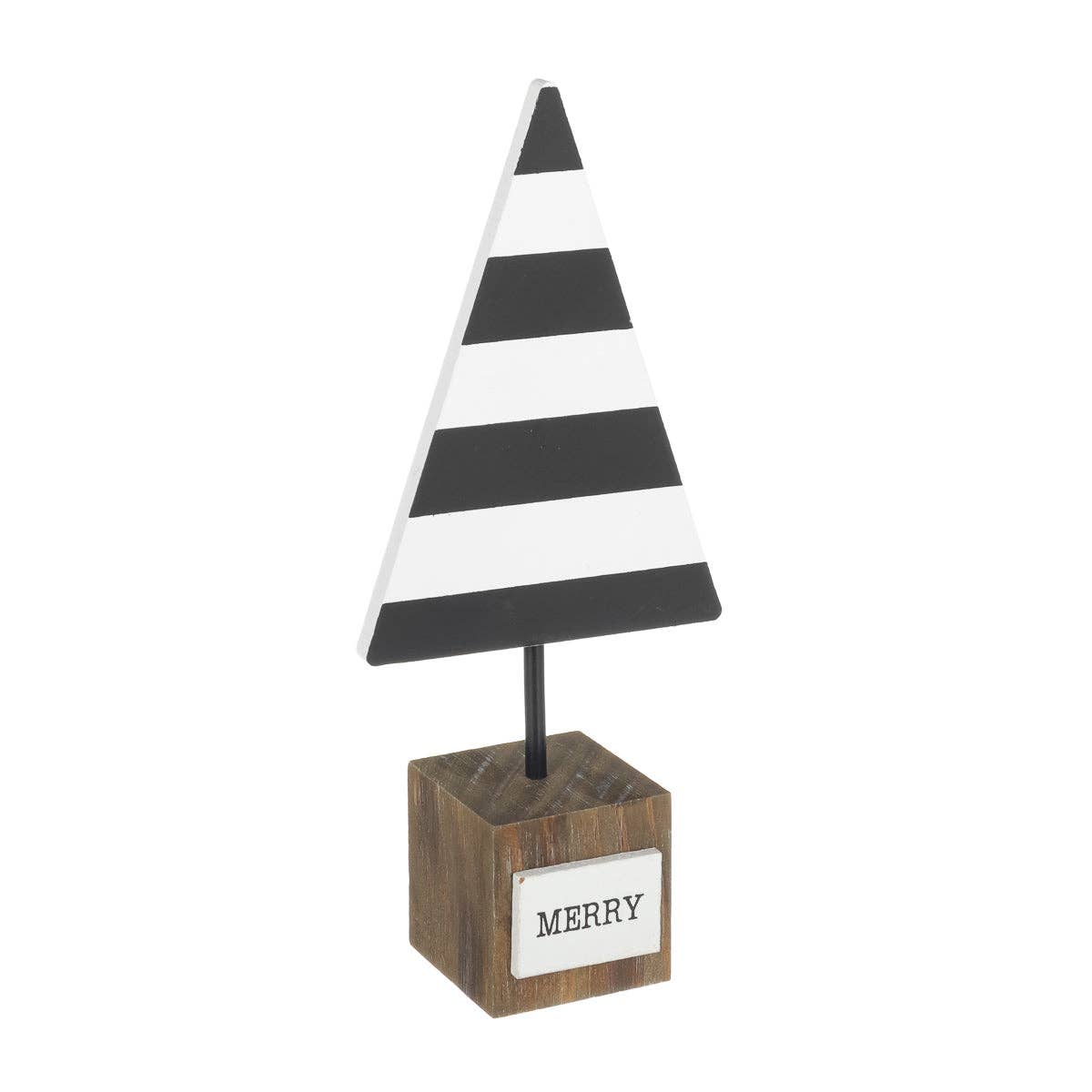 FR-1221 - BW Stripe Merry Tree on Base