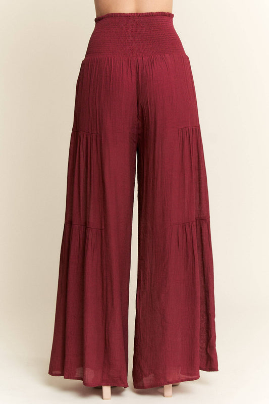 Tie front ruched waist back pants JBJ1033: RUBY / XL