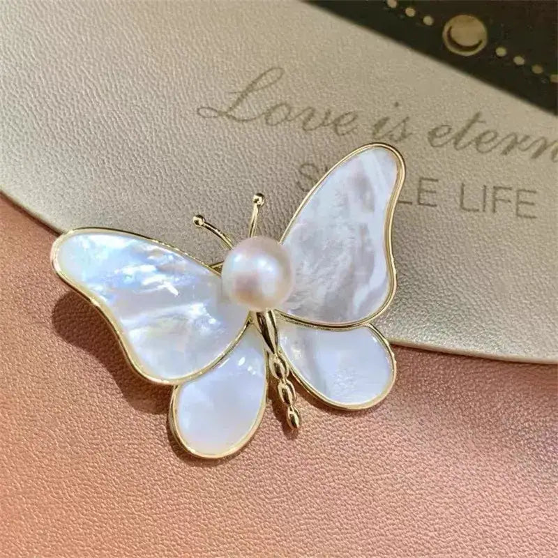 Luminous Pearl Butterfly Brooch, Beautiful Classy Piece