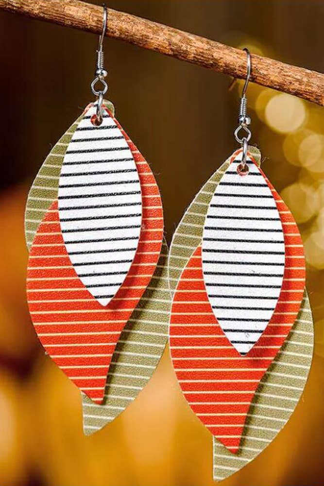 Xmas Print PU Earrings MOQ 5pcs SP117: 03 / One Size